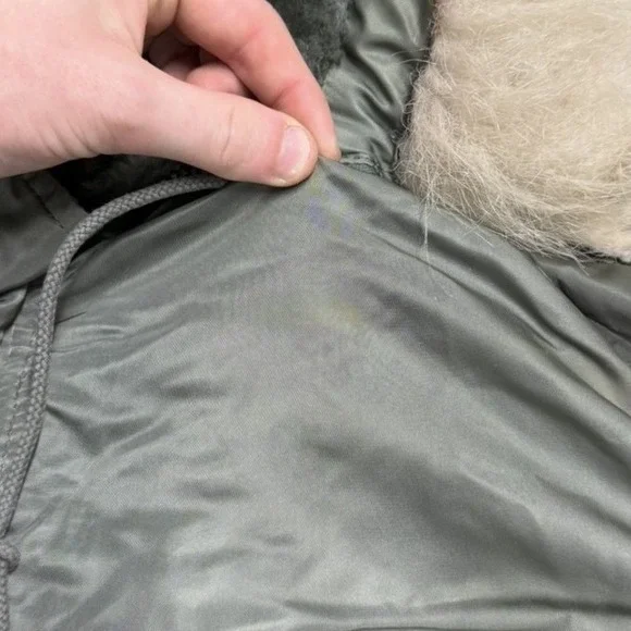 Vintage Military Style N-2B Flight Jacket Sage Green Faux Fur Hood Bomber Coat - Picture 3 of 10